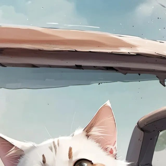 chat with ai character: driving car cat