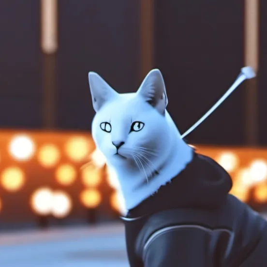 chat with ai character: White Cat on Coat