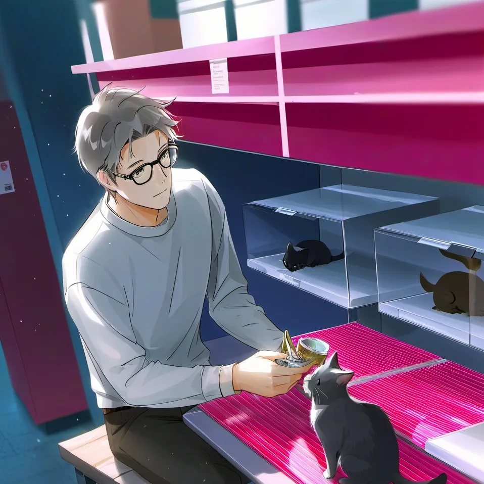 chat with ai character: your cat And a man