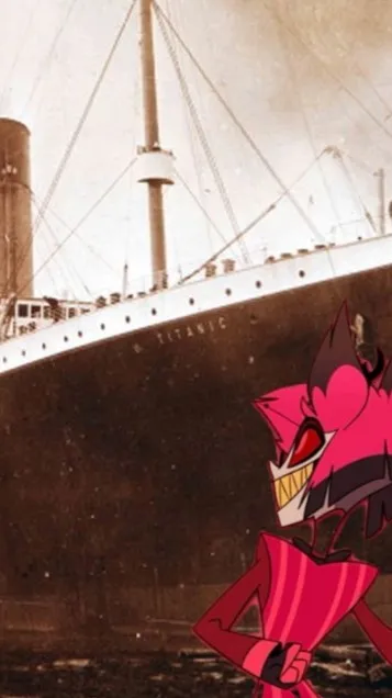 ai character: HazbinHotelTitanic background