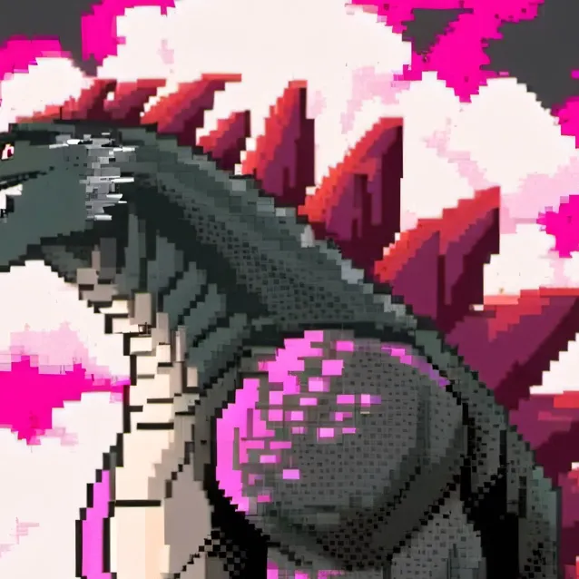 chat with ai character: pink godzilla