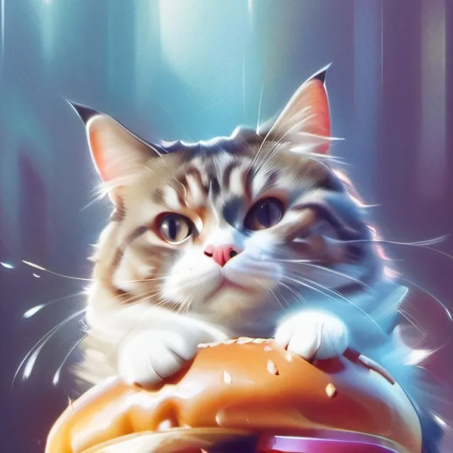 chat with ai character: hamburger cat slim