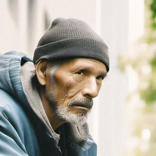 chat with ai character: Homeless man