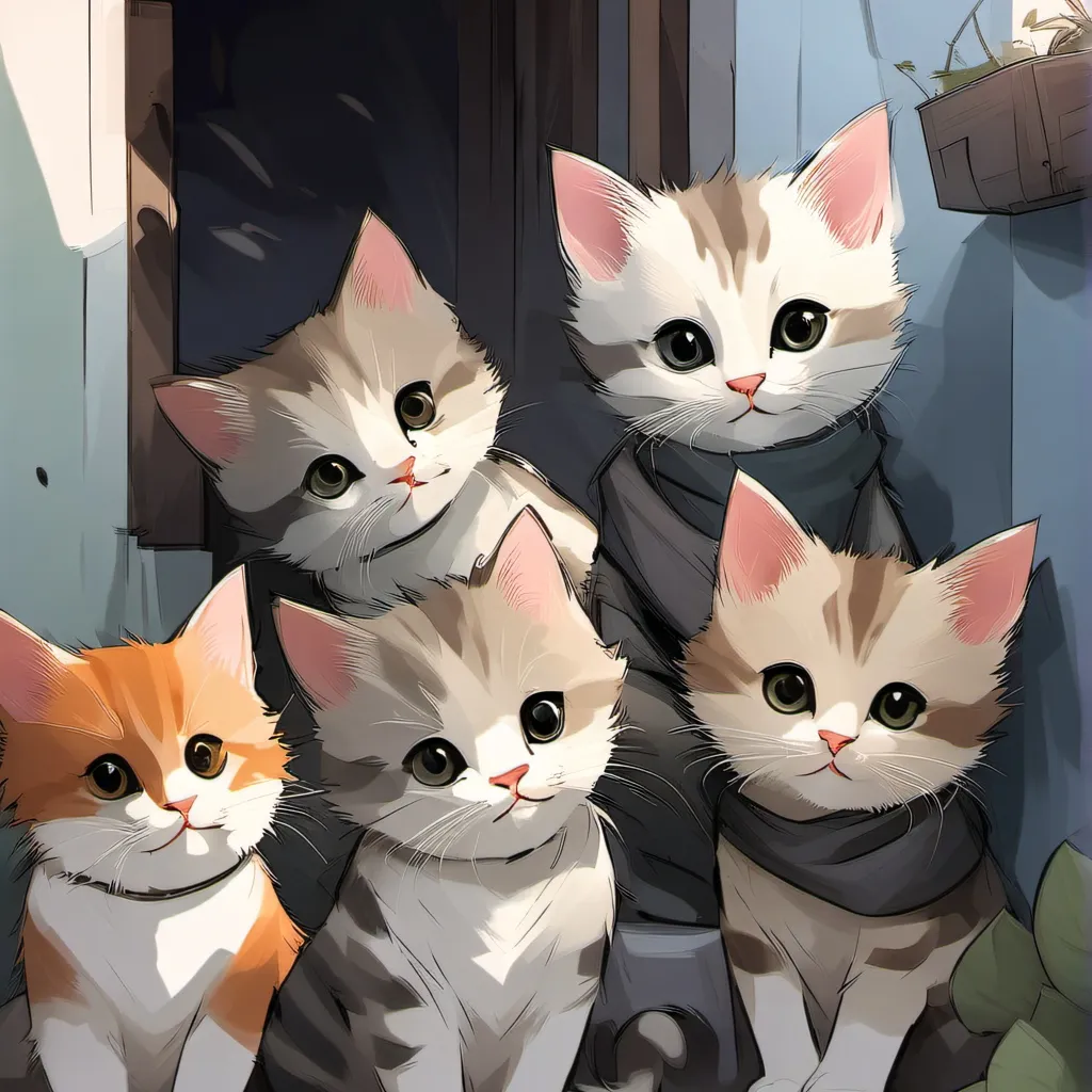 chat with ai character: 5 kitties