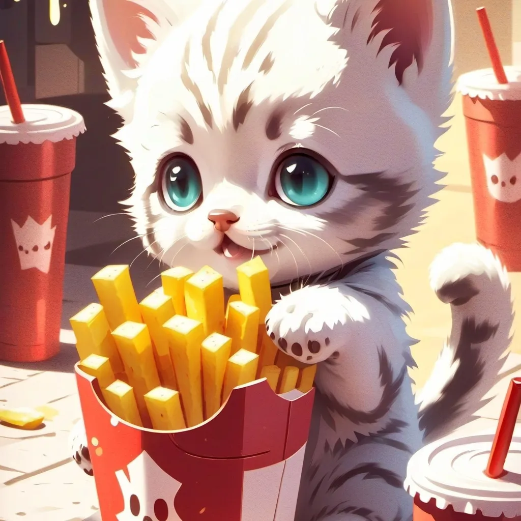 chat with ai character: Cat with fries