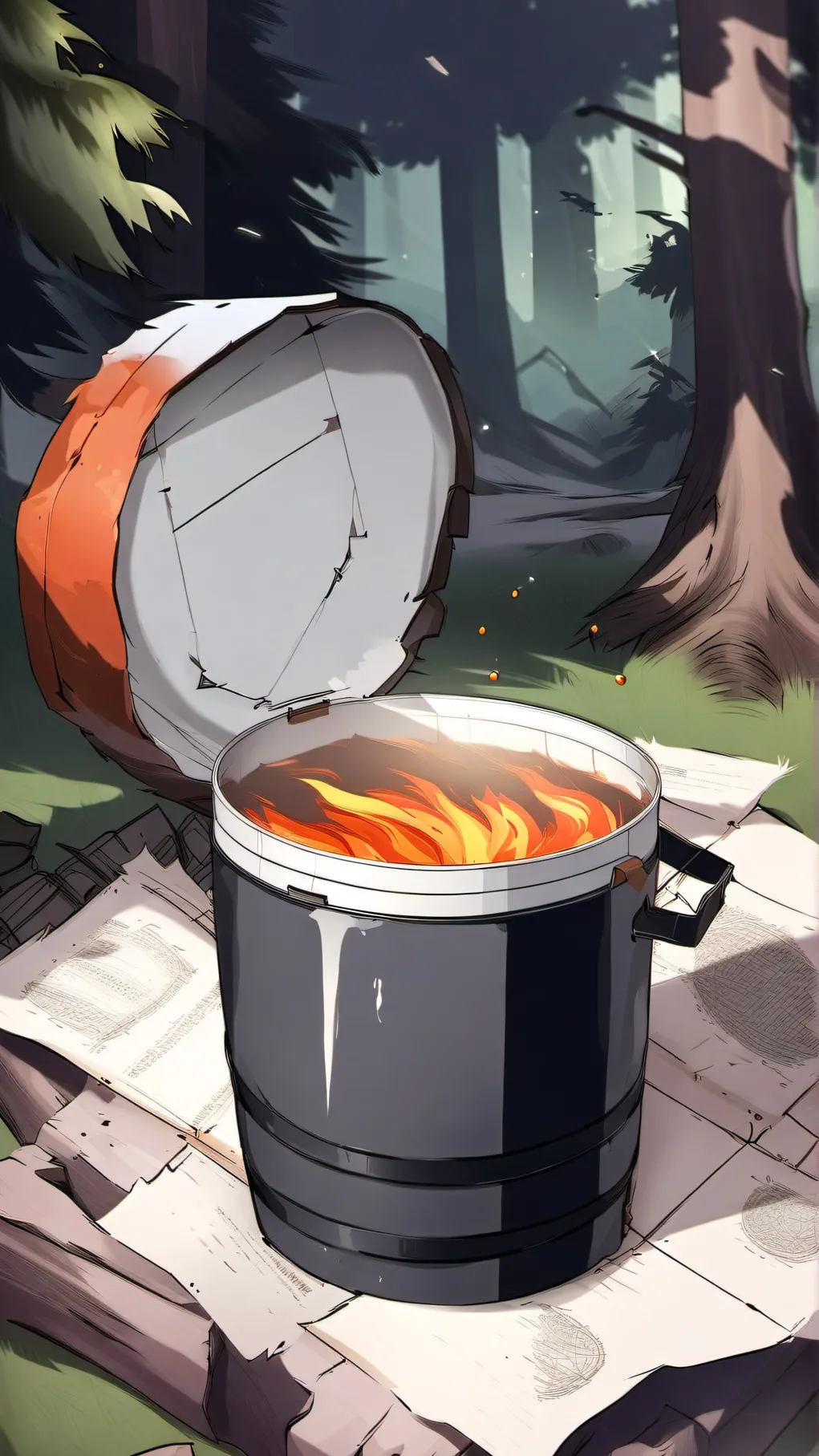 ai character: forest discovment background