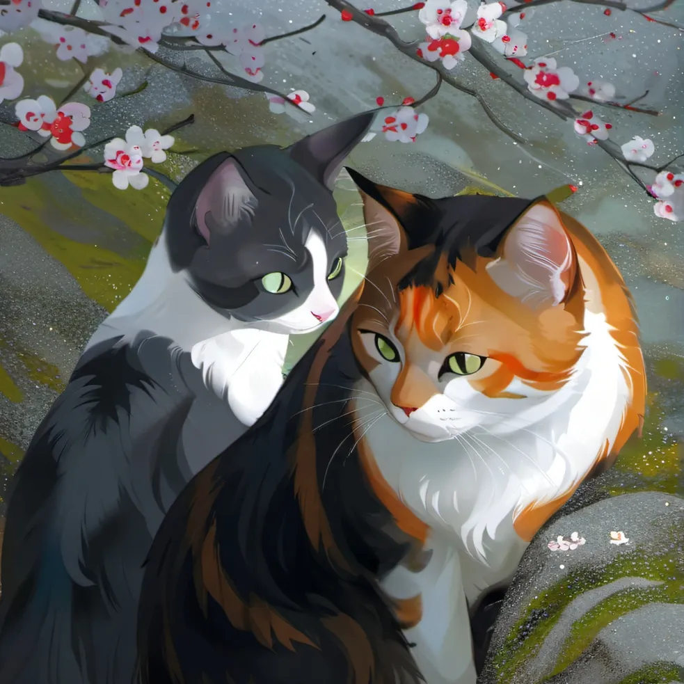 chat with ai character: mitsu, calico cat.