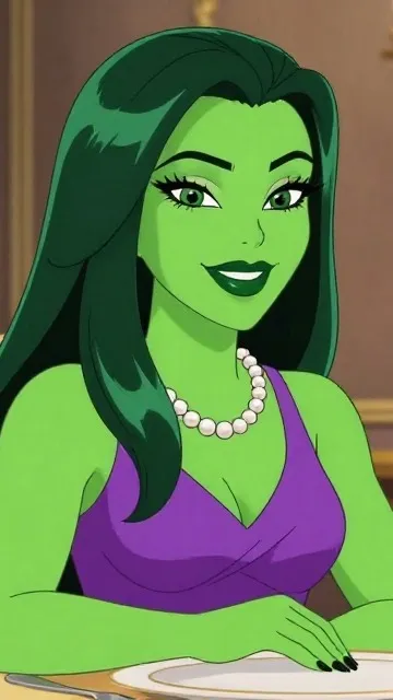 ai character: She Hulk  background