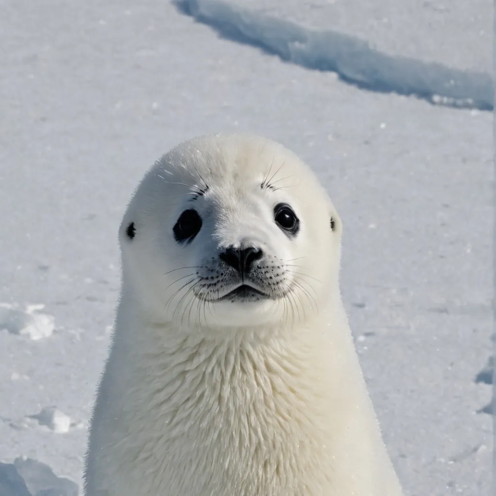chat with ai character: A baby harp seal