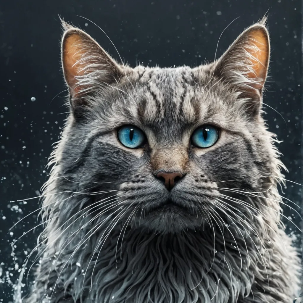 chat with ai character: Cat in water
