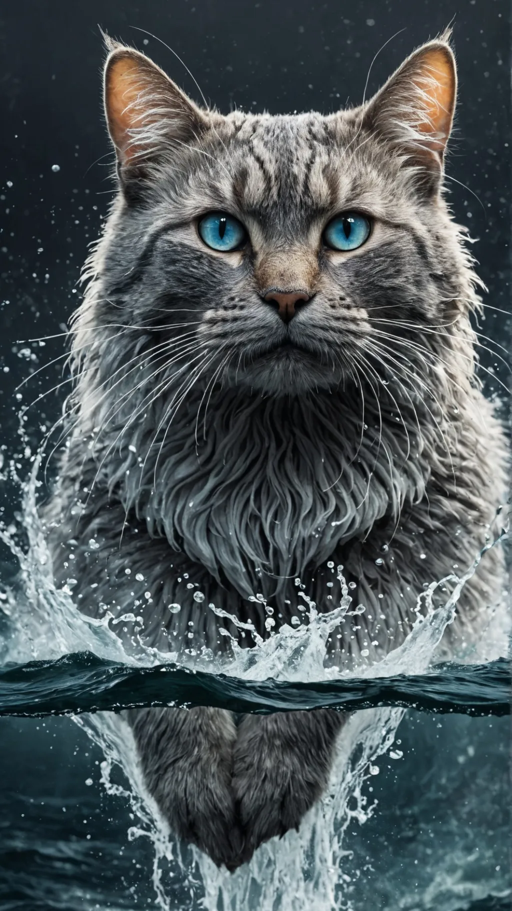 ai character: Cat in water background
