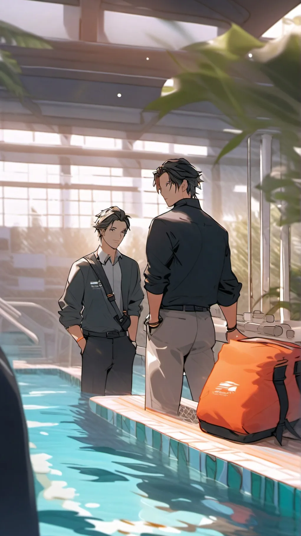 ai character: Swim coach x coach background