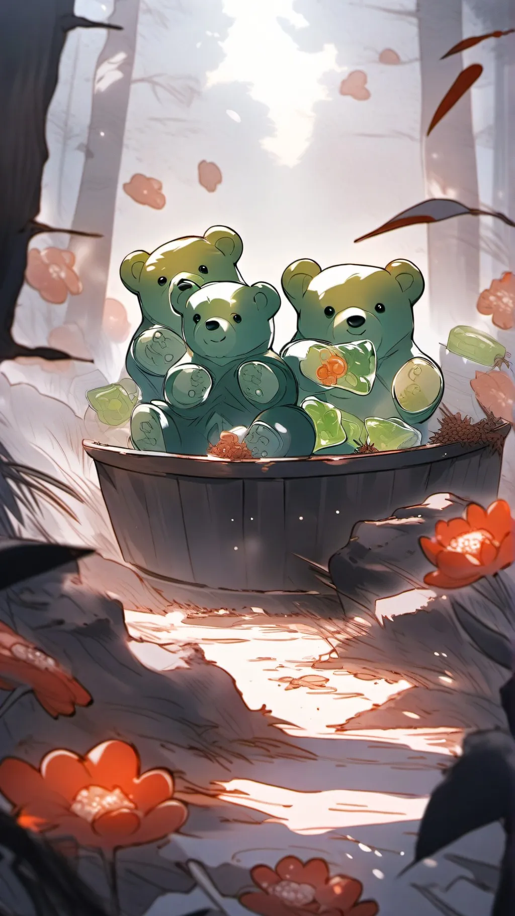 ai character: Gummy bear background