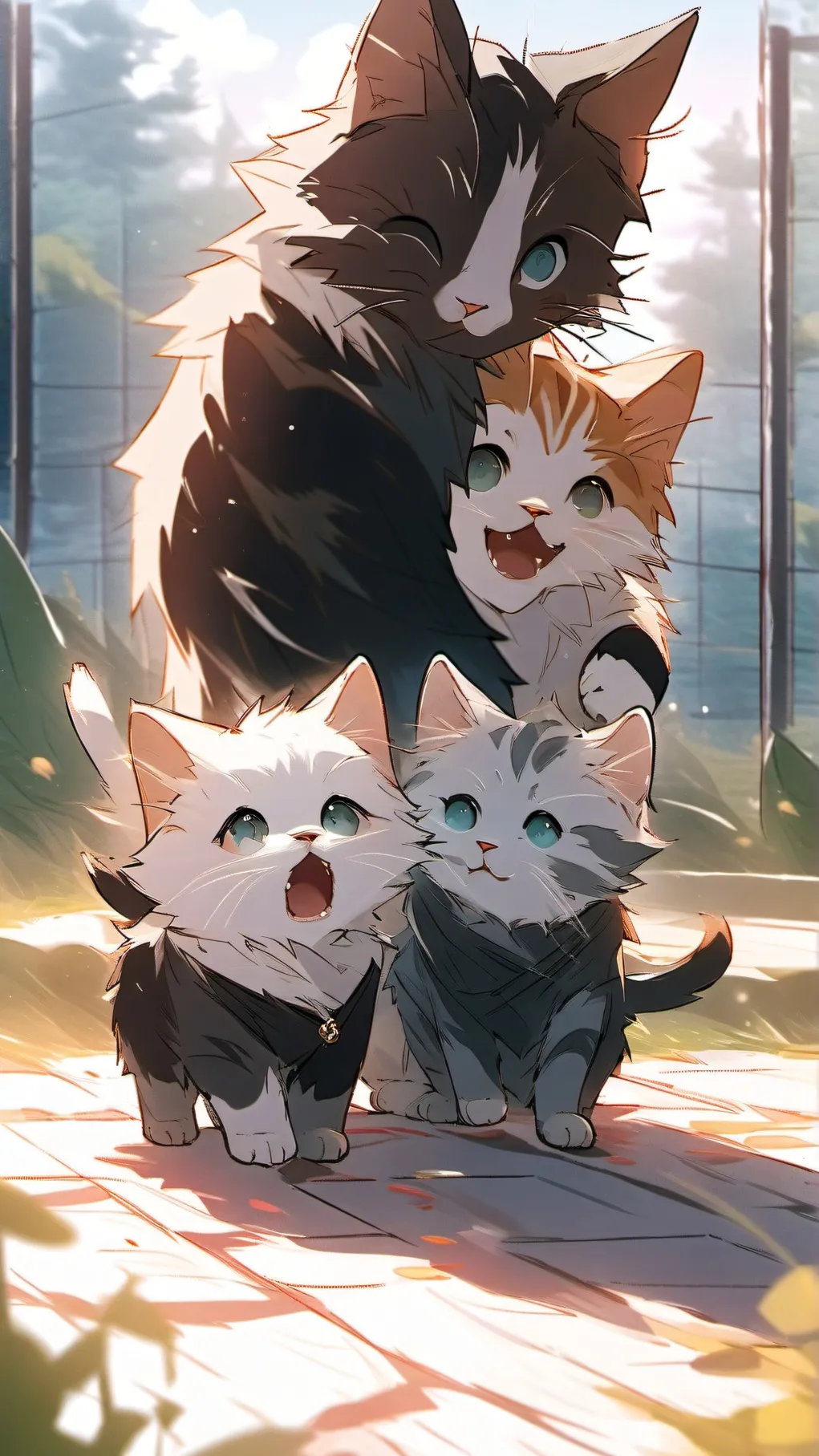 ai character: kitten and mom background