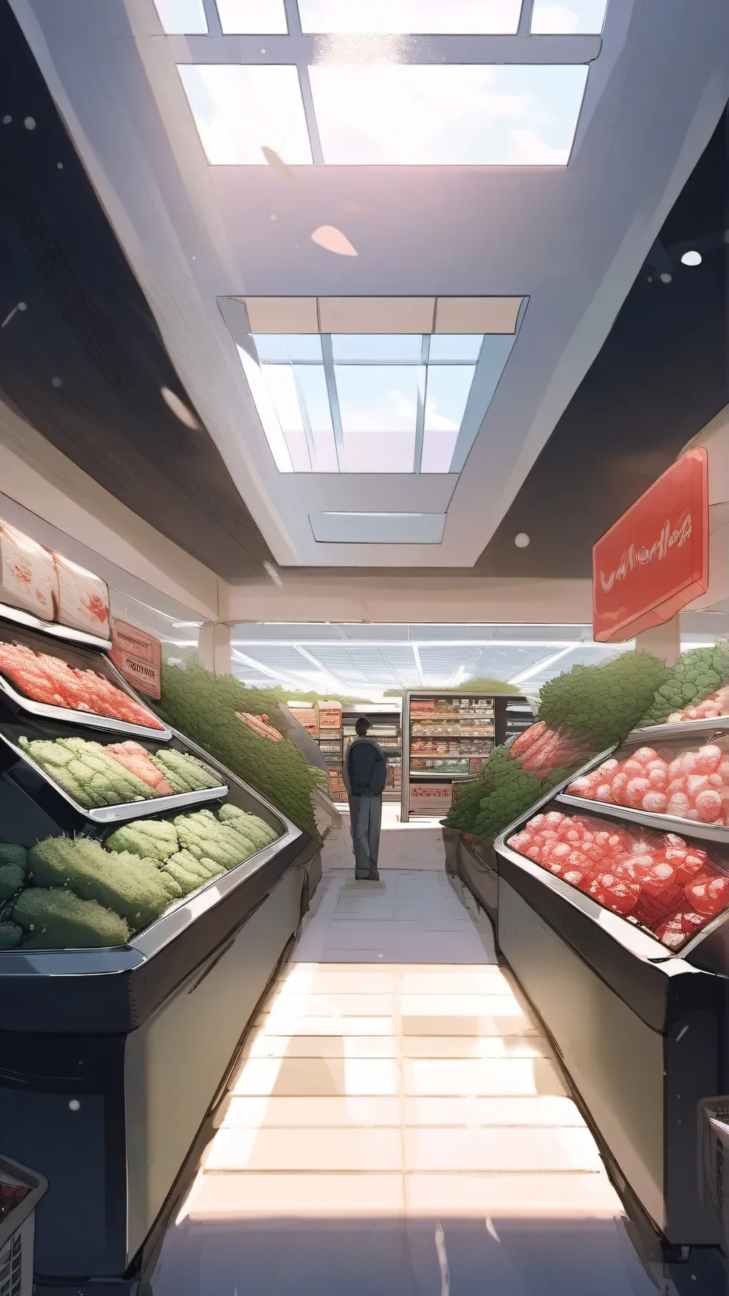 ai character: Shop blue archive background