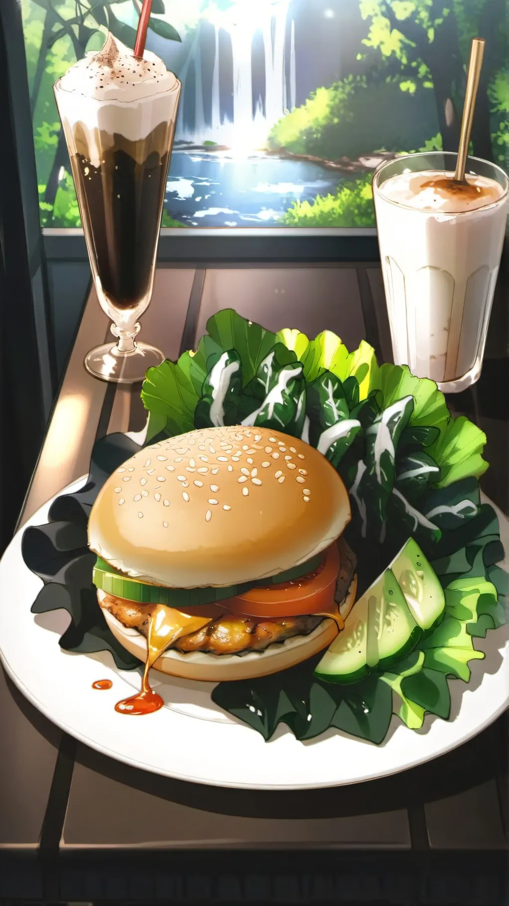 ai character: The chicken burger background