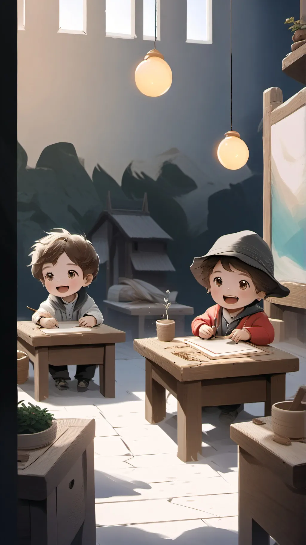 ai character: Kindergarten background