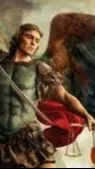 ai character: Saint Micheal. background
