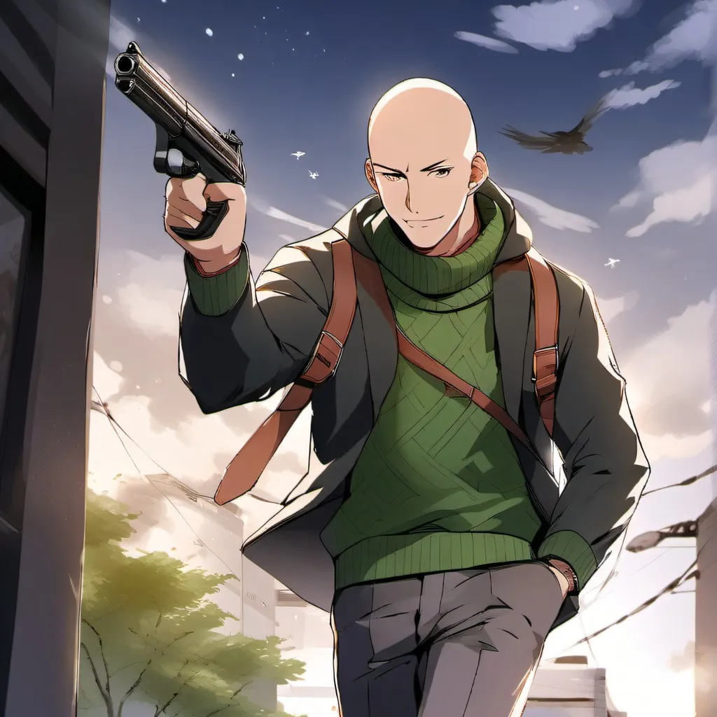 chat with ai character: baldi with a gun