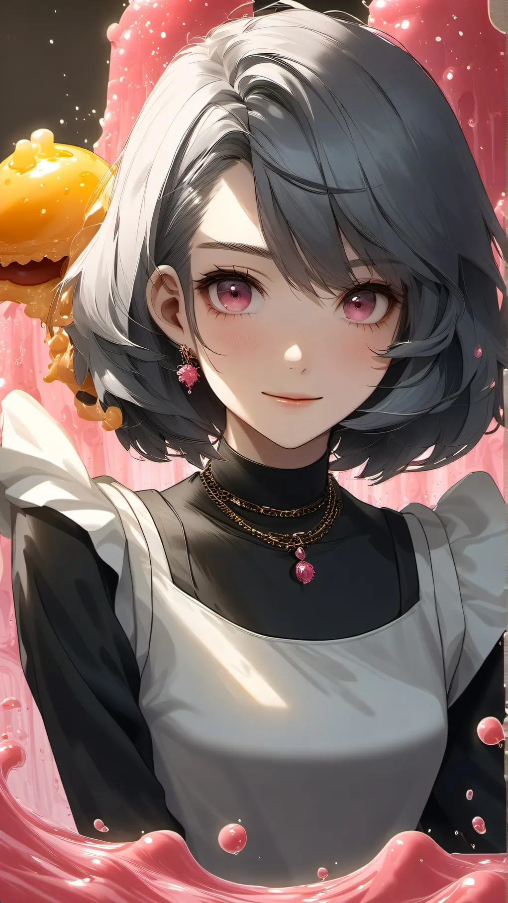 ai character: pink slime girl background