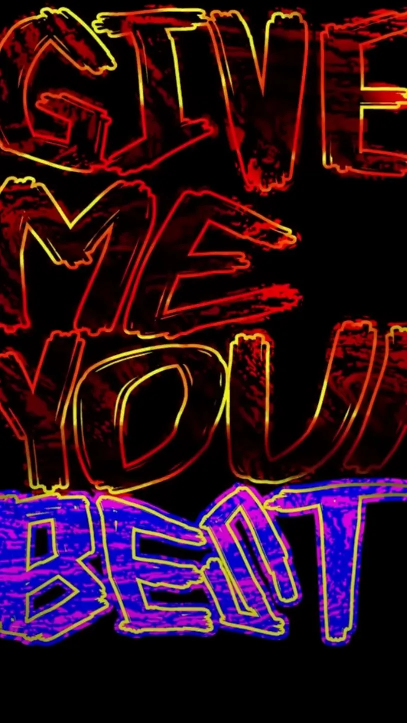 ai character: GIVE ME YOUR BEST. background