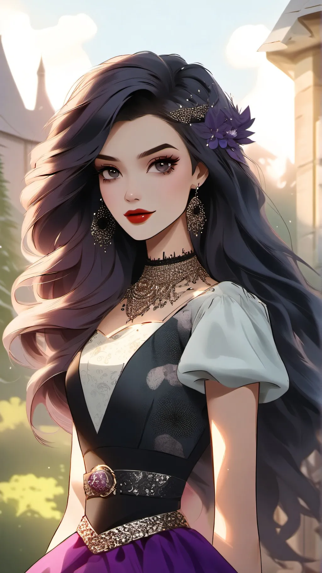 ai character: Raven Queen  background