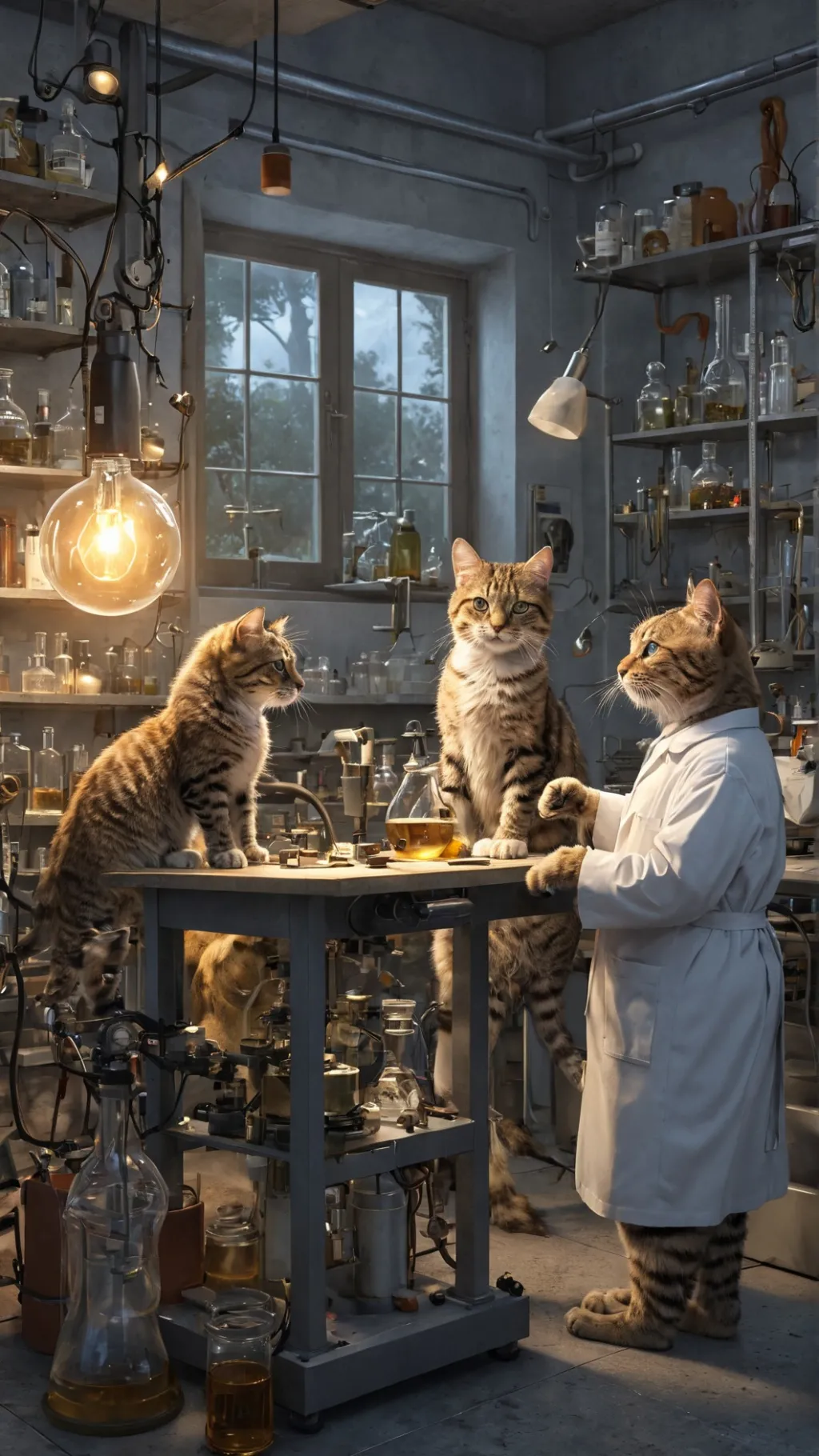 ai character: feline only labs background