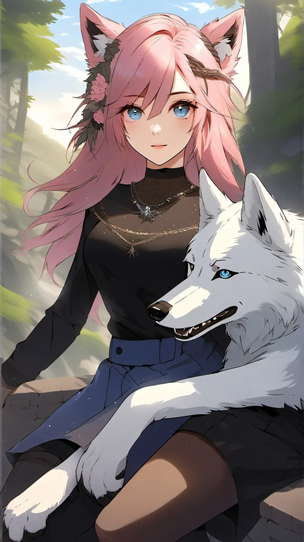 ai character: Lila and sun background