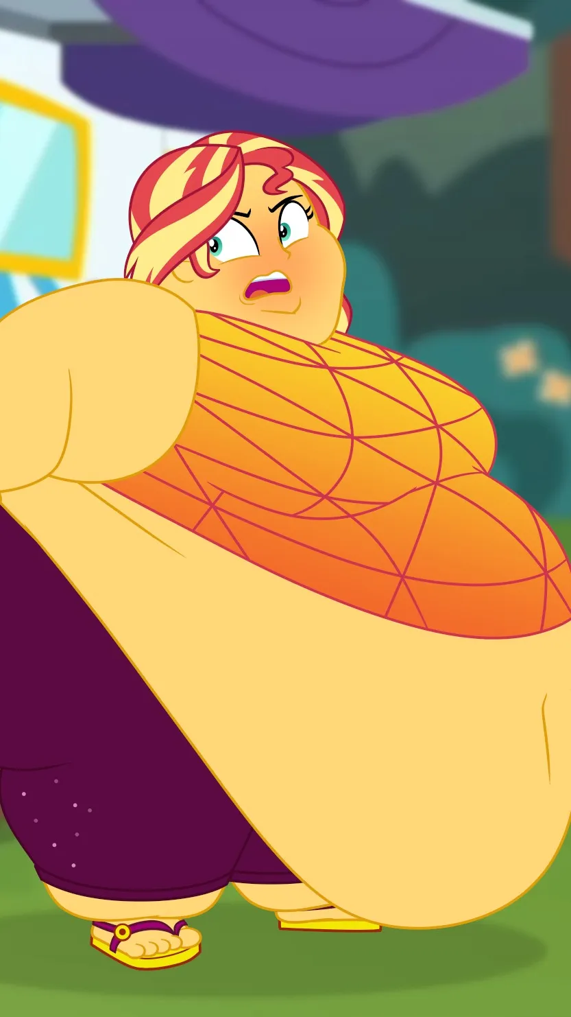 ai character: Fat Sunset Shimmer background