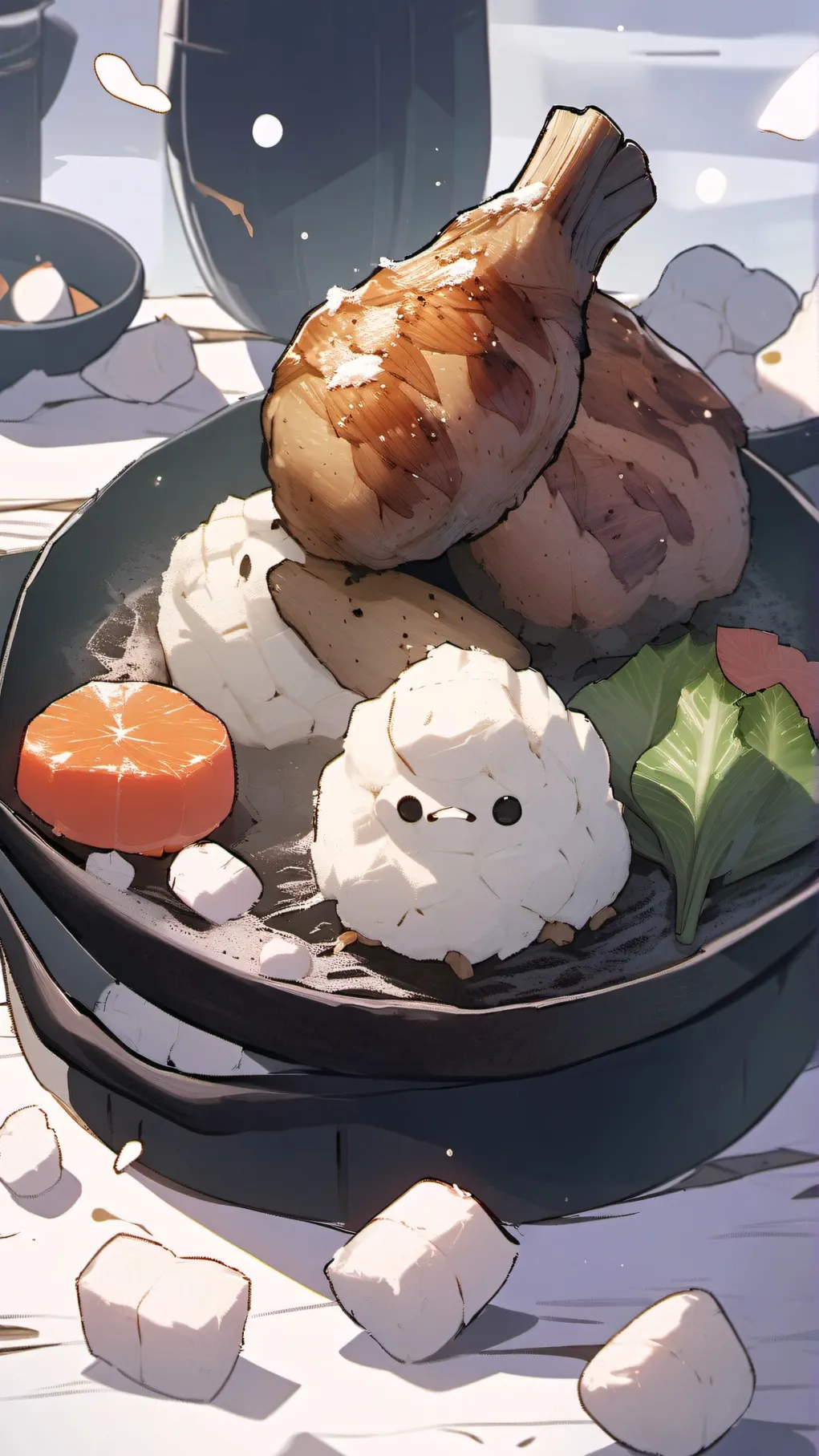 ai character: Marshmallow peep background