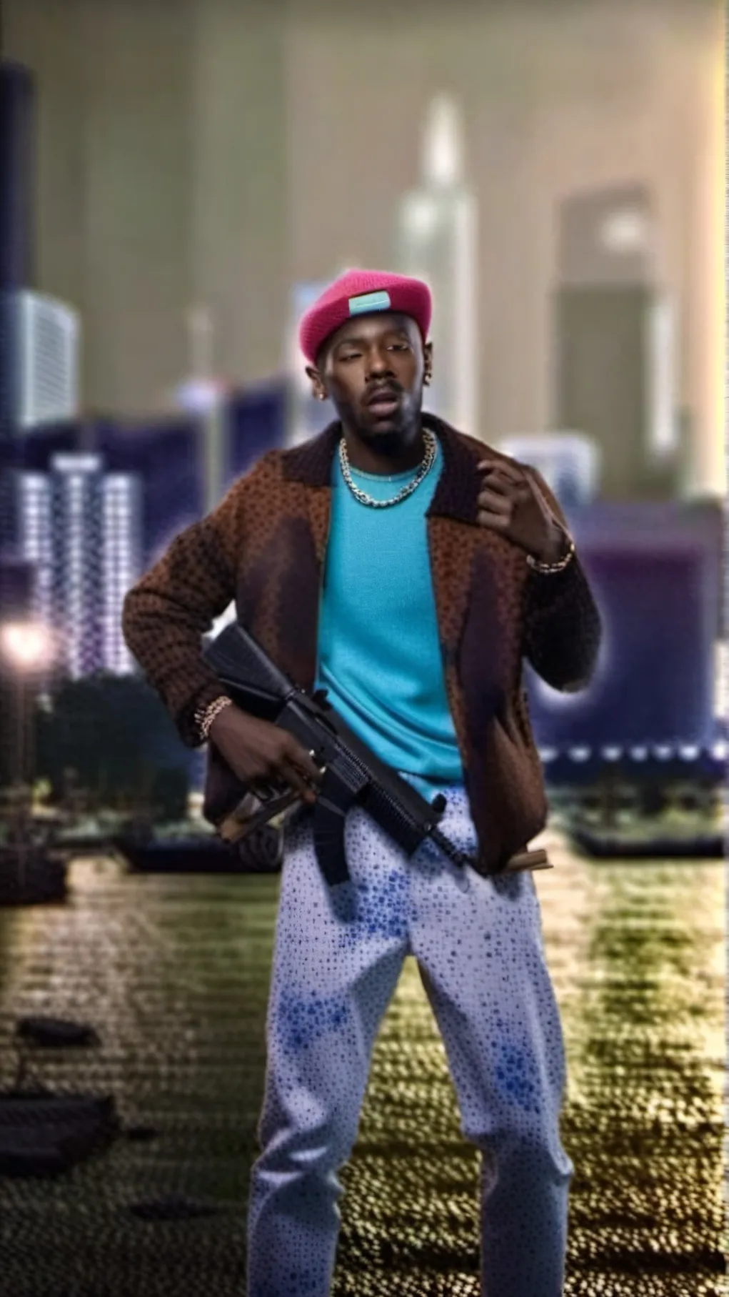 ai character: TYLER THE CREATOR background