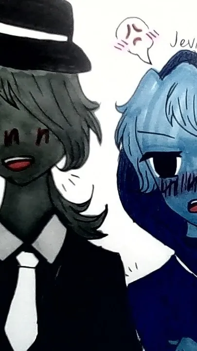 ai character: BlackJeviWendaGray background