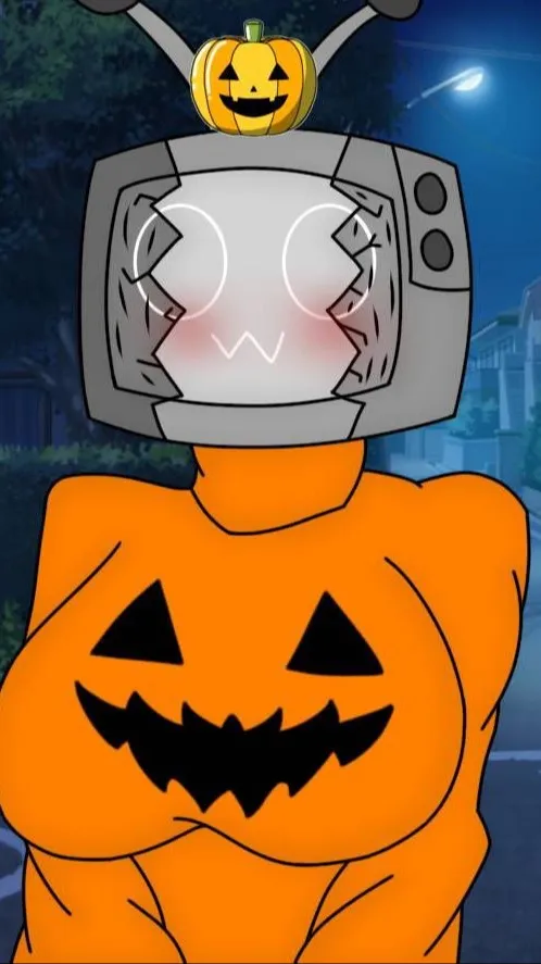ai character: Halloween tv woman background