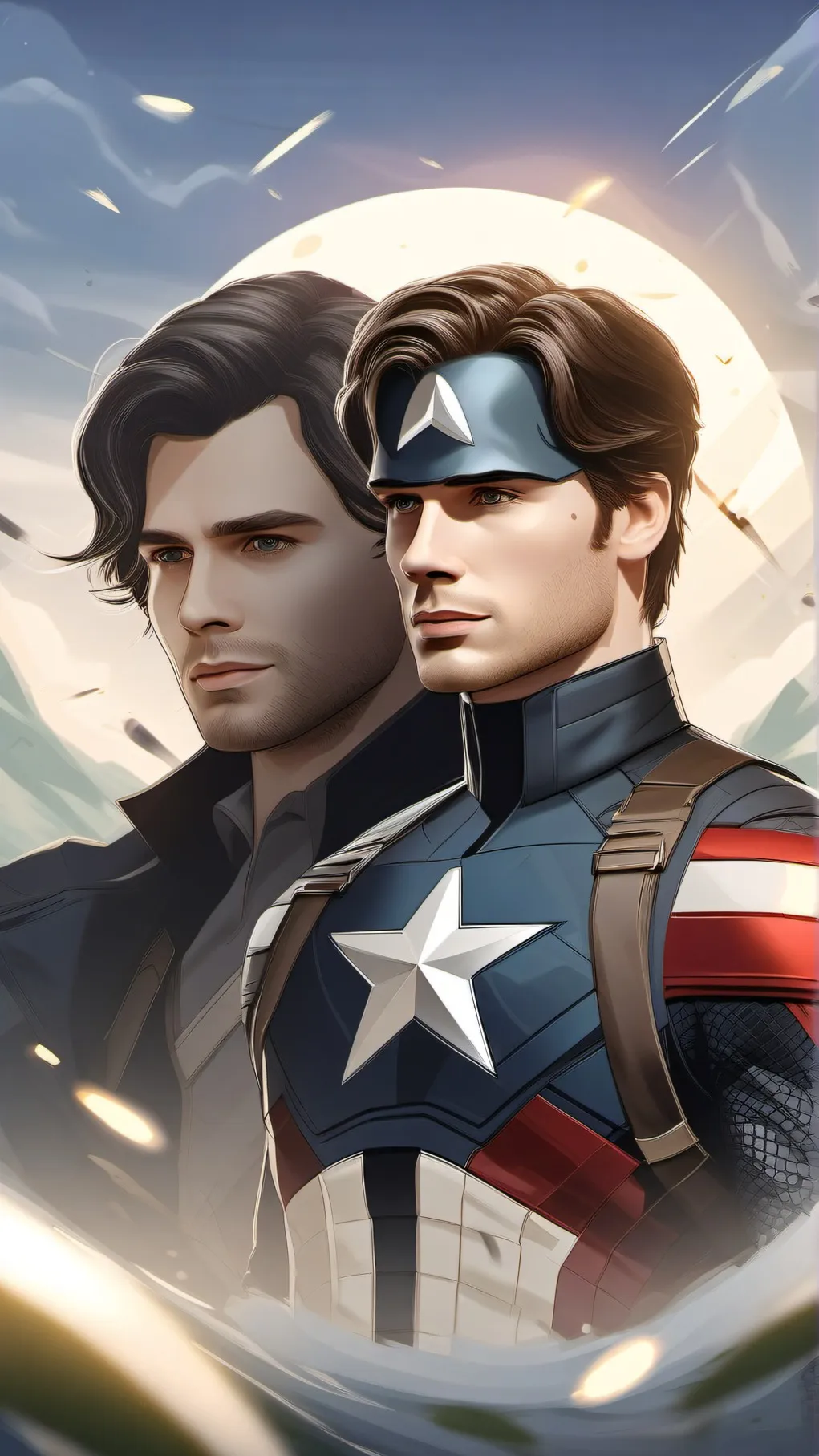 ai character: bucky and steve background