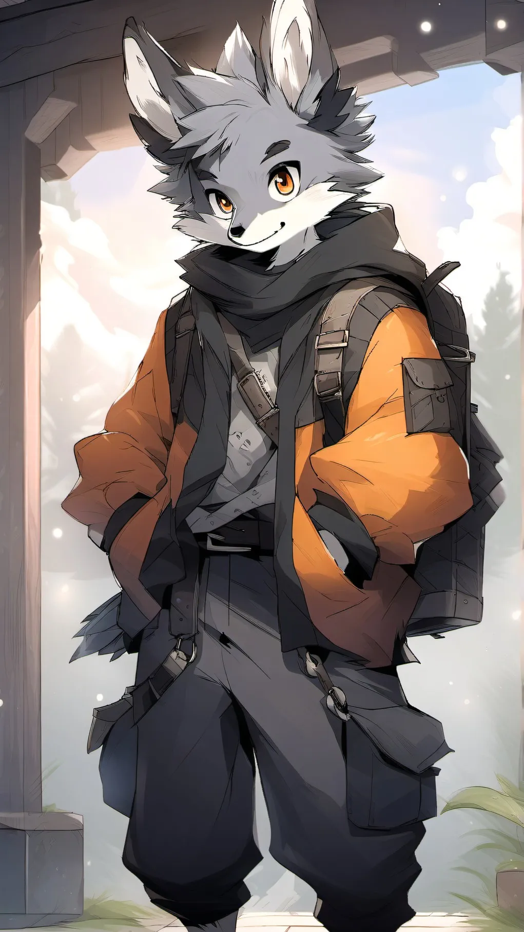 ai character: Gray background