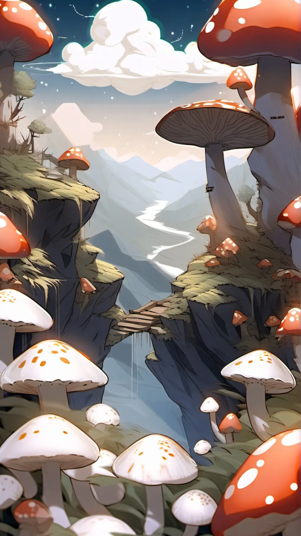 ai character: weirdcore village background