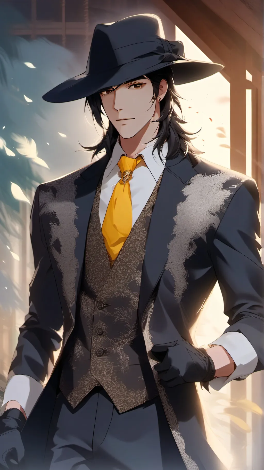 ai character: Doublefedora  background