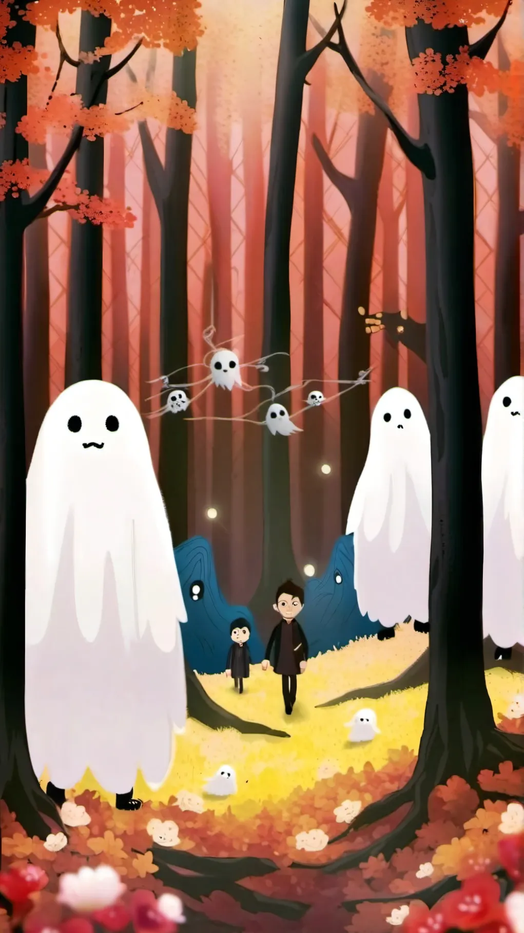 ai character: Halloween Forest background