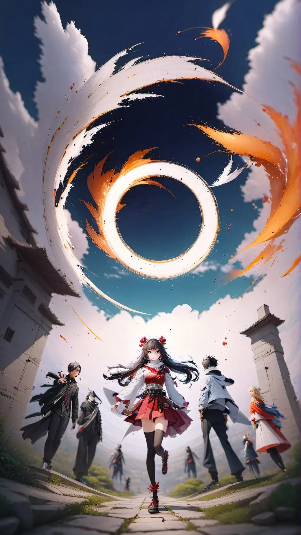 ai character: Anime Black hole background