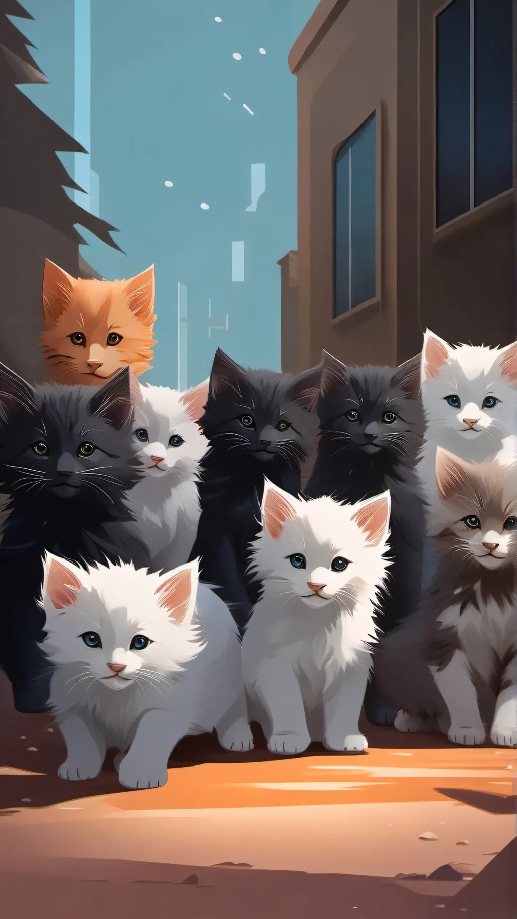 ai character: A litter of kitten background