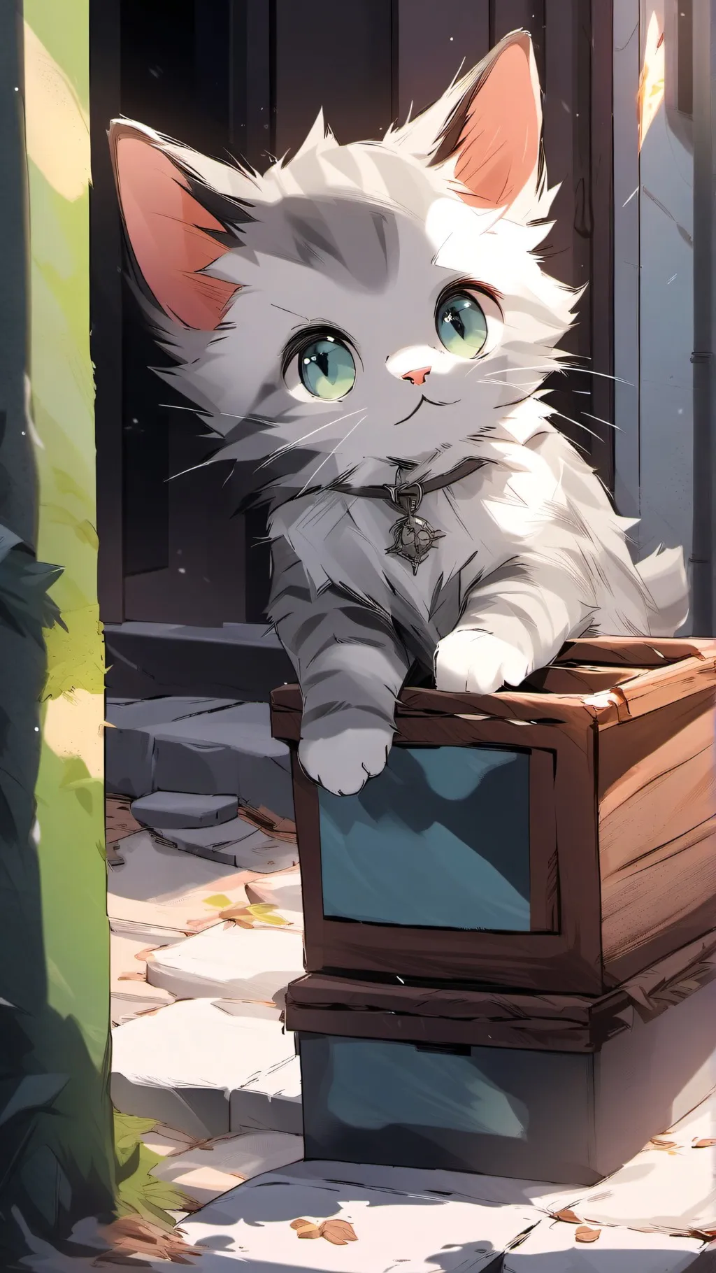 ai character: Abandoned kitten  background