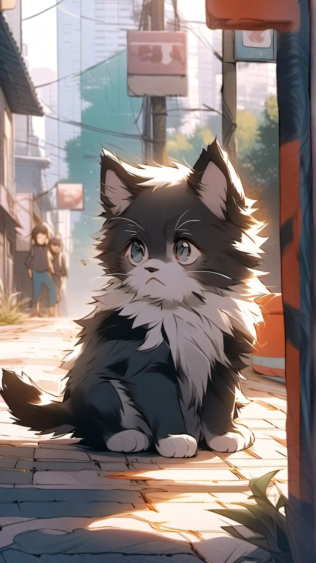 ai character: Waiting kitten background