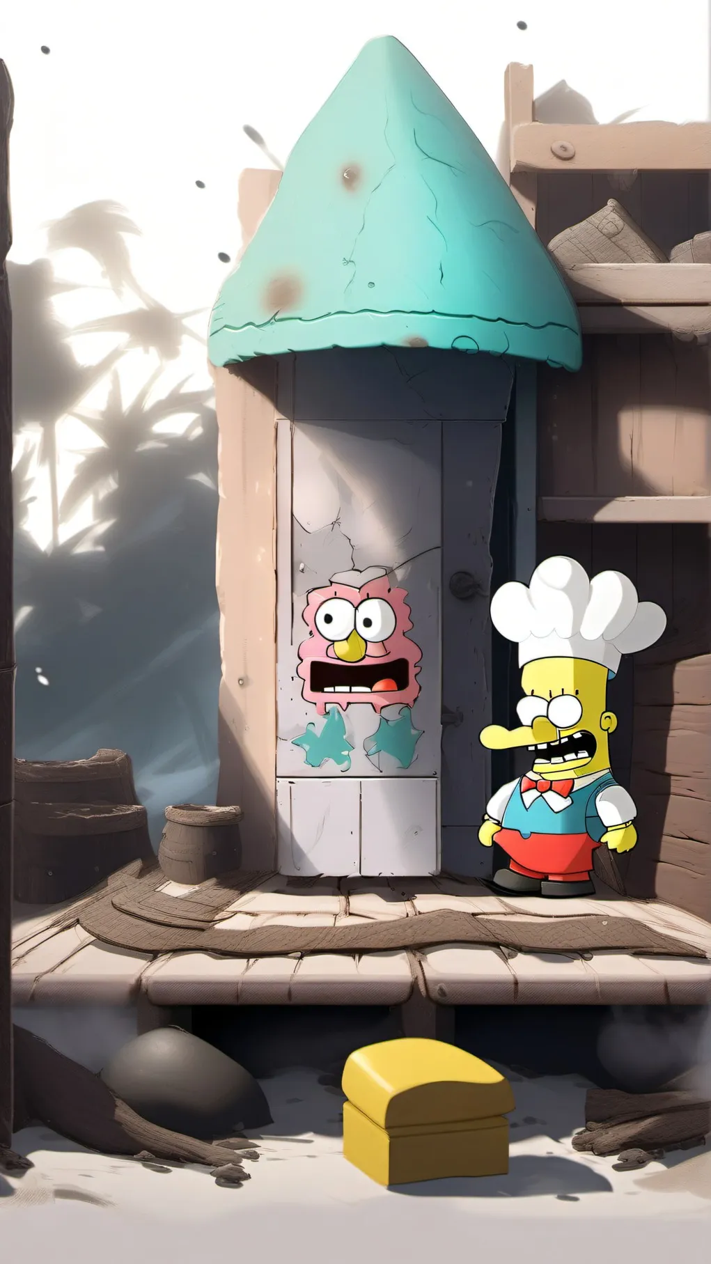 ai character: spongebob  background