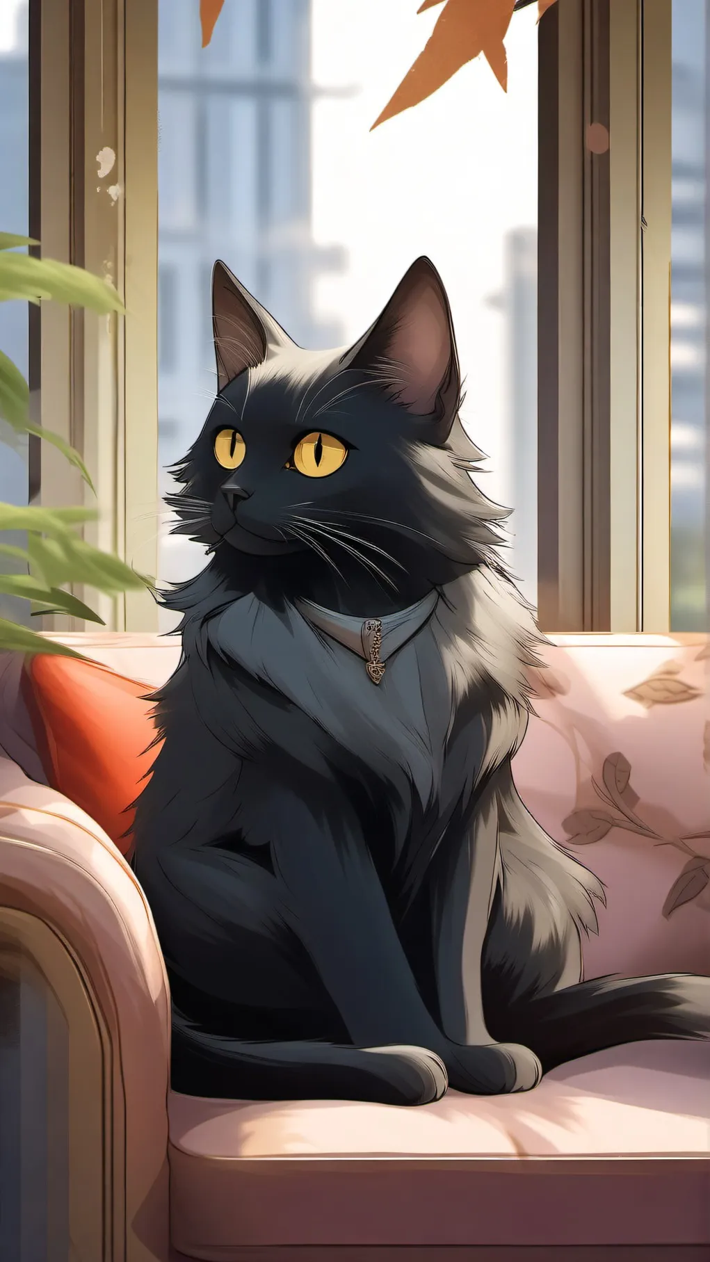 ai character: black kitty :) background