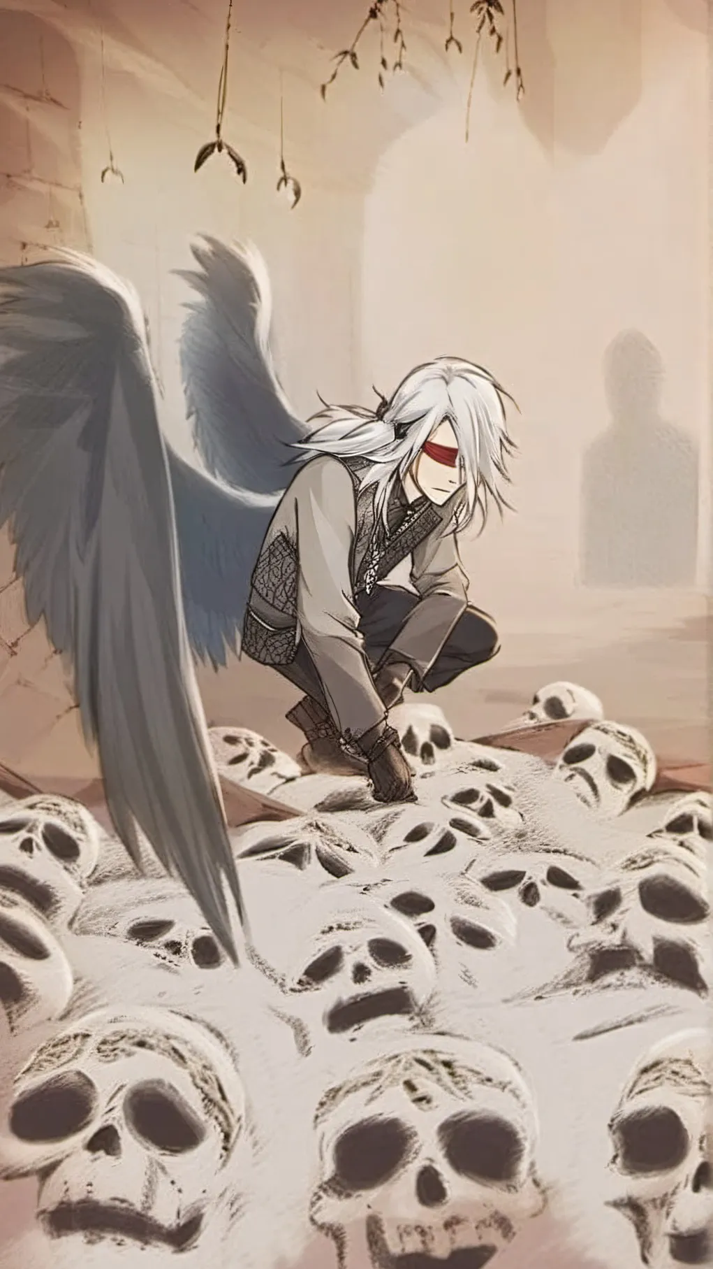 ai character: abandoned lab background