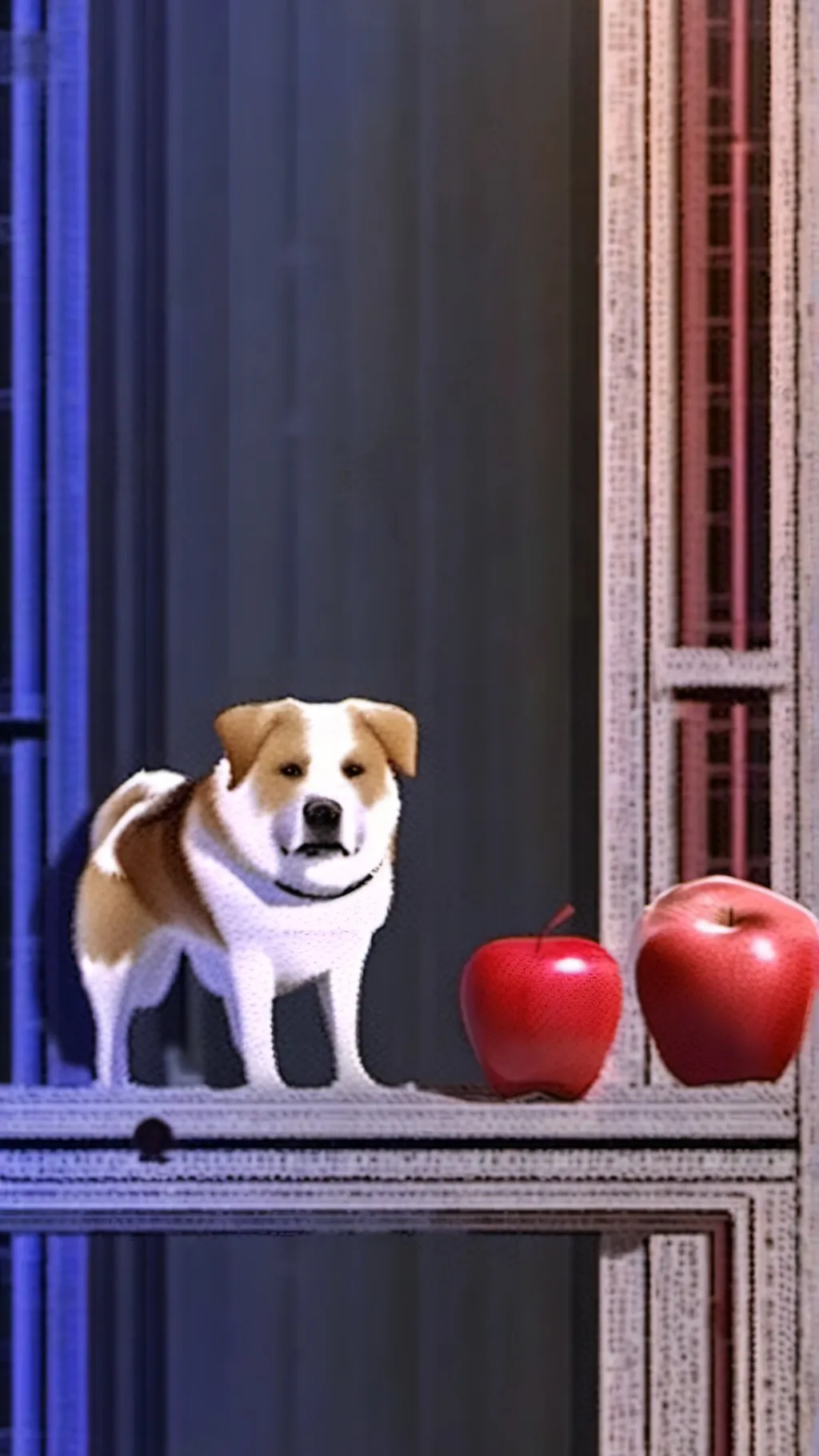 ai character: Apple dog  background