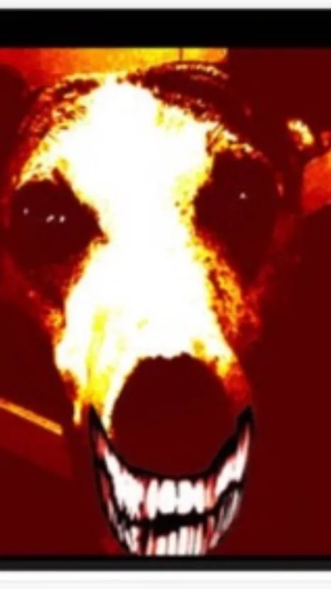 ai character: Grinning puppy  background