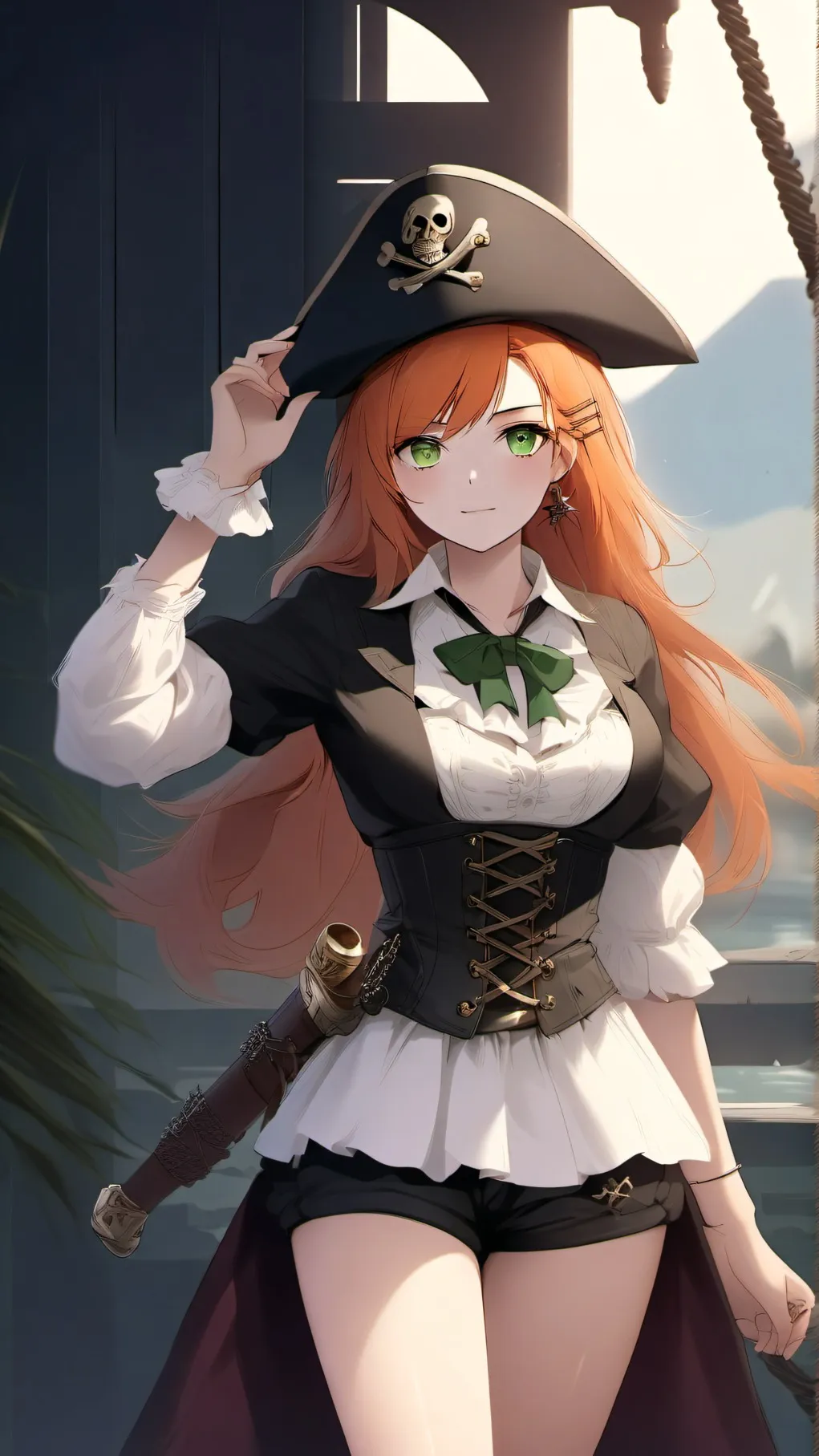 ai character: female pirate boss background