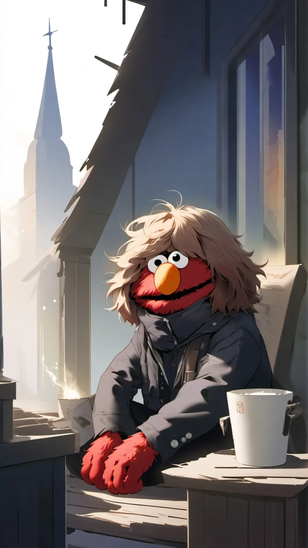 ai character: burn elmo background