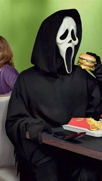 ai character: Ghostface's react background